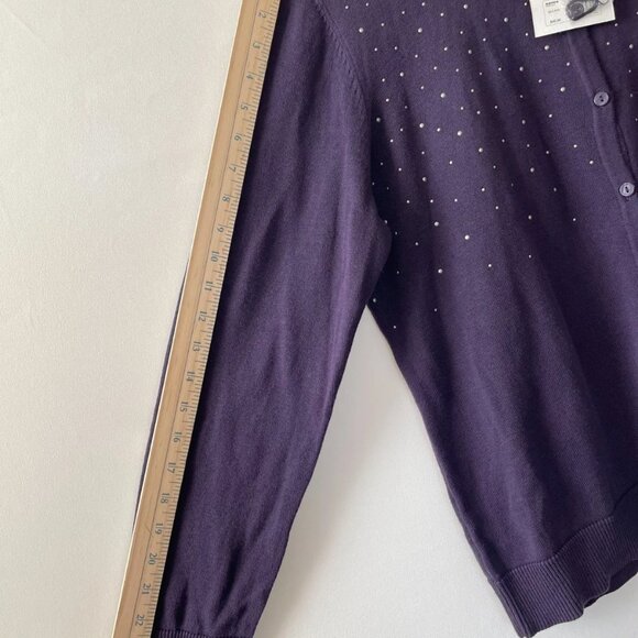 NWT Croft & Barrow Womens Purple Studded Detailing Cardigan Sweater Size PXL - Picture 8 of 9